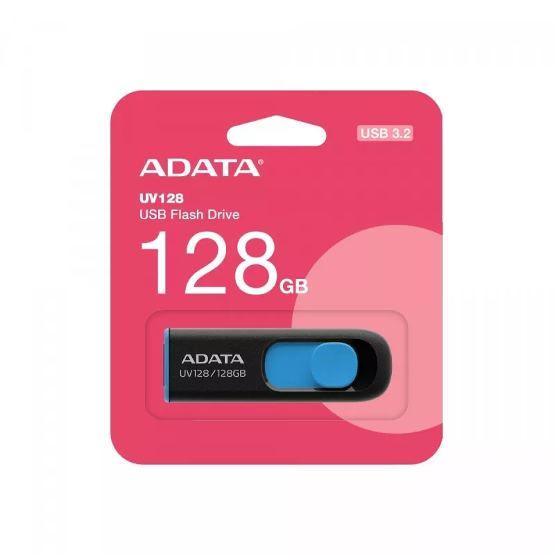 ADATA DashDrive UV128 128GB USB zibatmiņa USB Type-A 3.2 Gen 1 (3.1 Gen 1) Melns, Zils