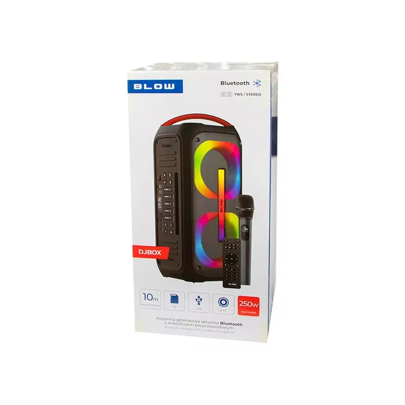Portable mono Bluetooth speaker BLOW 30-392# — 6,000 mAh battery, 6.5 W RMS, Bluetooth 5.0, MicroSD, AUX, Micro-USB, 2 speakers, Melns