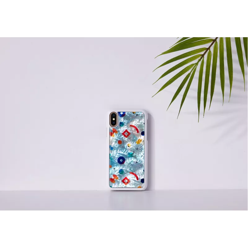 Telefona maciņš iKins priekš iPhone XS / iPhone X S – balts poppin rock aizsargājošs aizmugures vāciņš