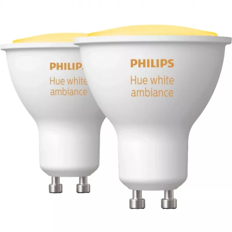 LED GU10 lamp twin pack with Hue Bridge – Philips Hue balta Ambiance, replaces 35W