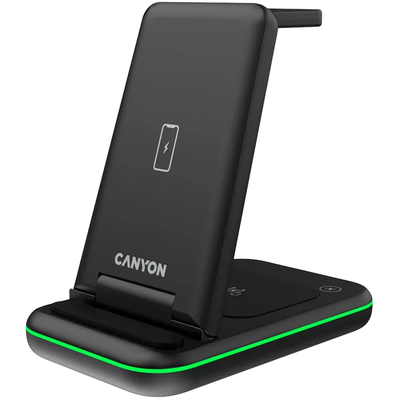 CANYON bezvadu lādētājs WS-304 15W 3in1 Melns