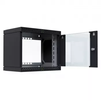 EFB Elektronik 19 Wandgehäuse X-Rack mit Glastür 400-600mm schwarz - Wandgehäuse (WGX-0906TS.G1)
