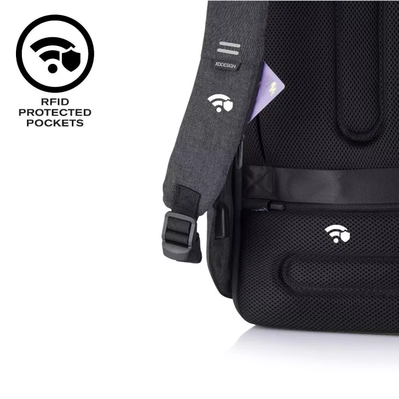 Mugursoma XDDESIGN Bobby Hero XL — 21,5 L, piemērota 17 collu klēpjdatoram, planšetdatora nodalījums, organizatora panelis, melna