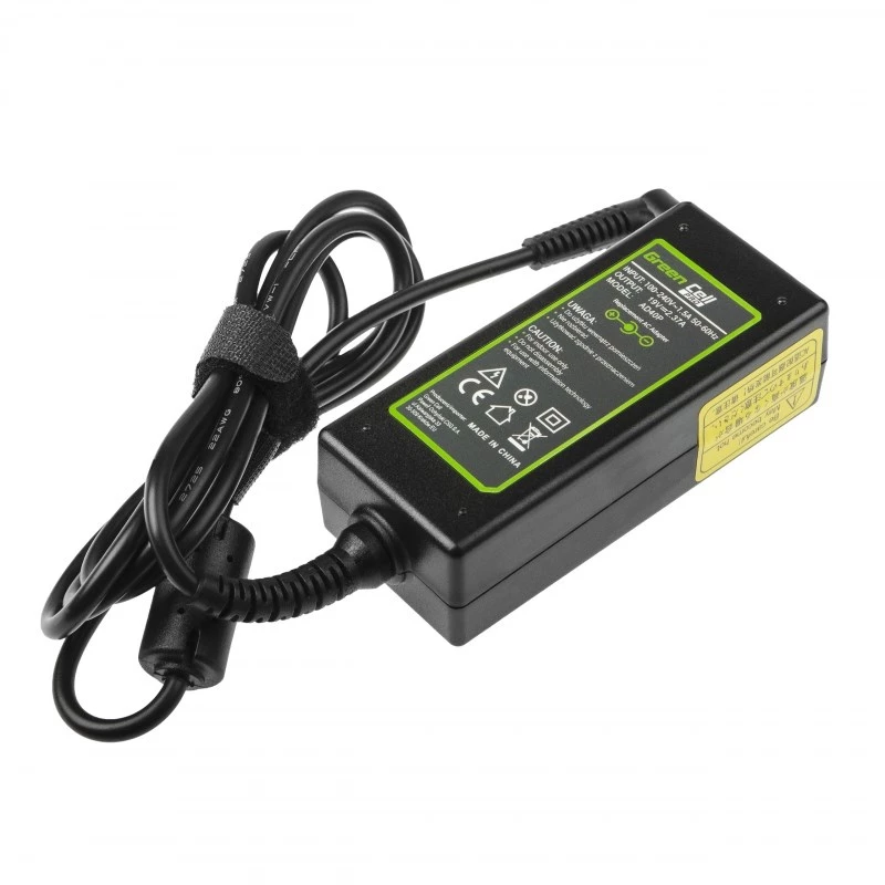 Barošanas adapteris zaļa Cell AD40P 45W klēpjdatoriem, 19V 2.37A, AC-to-DC, 100–240V ieeja, melns
