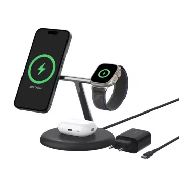 Lādētājs Belkin WIZ023VFBK iekštelpu USB bezvadu austiņām, viedtālruņiem, viedpulksteņiem melns