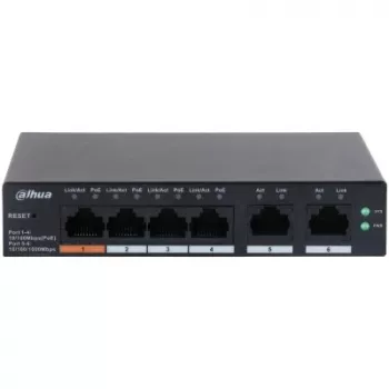 Dahua Technology DH-CS4006-4ET-60 tīkla komutators Pārvaldāms L2 Gigabit Ethernet (10/100/1000) Power over Ethernet (PoE) Melns