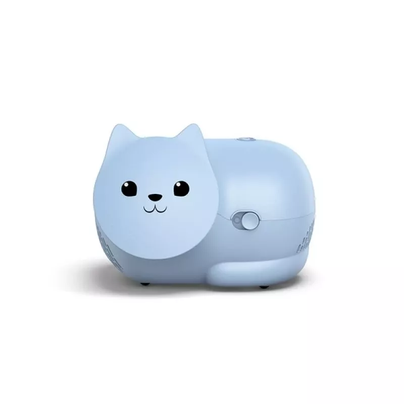 Mesh smidzinātājs Omron Nami Cat NE-C303K-KDE — galda inhalators, 0,35 ml/min, bērniem un pieaugušajiem, zils, 235×148×157 mm