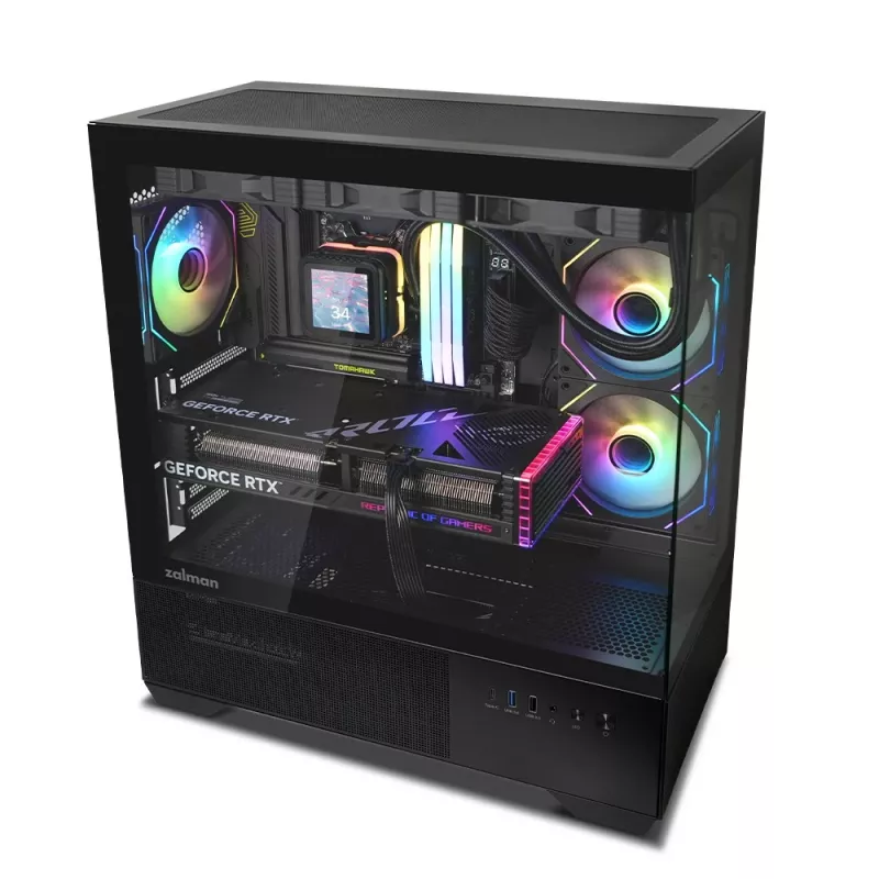 PC korpuss CHRONIX V2 Mid Tower ARGB ventilators x3 melns