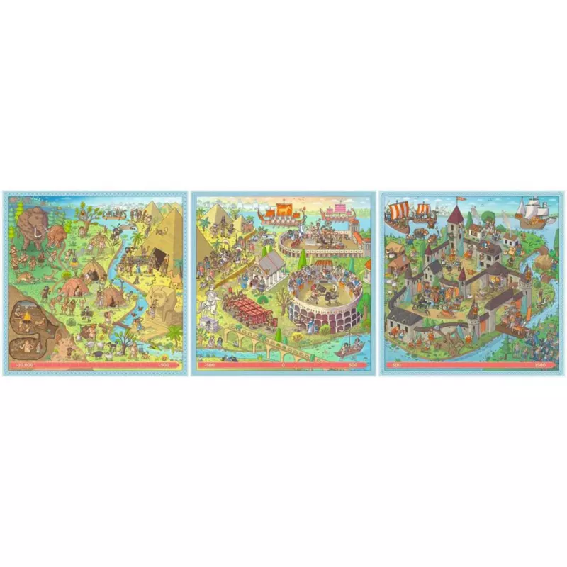 Puzzle UP Geschichte - Steinzeit, Altes Rom, Mittelalter 100, 121 un 144 gabali