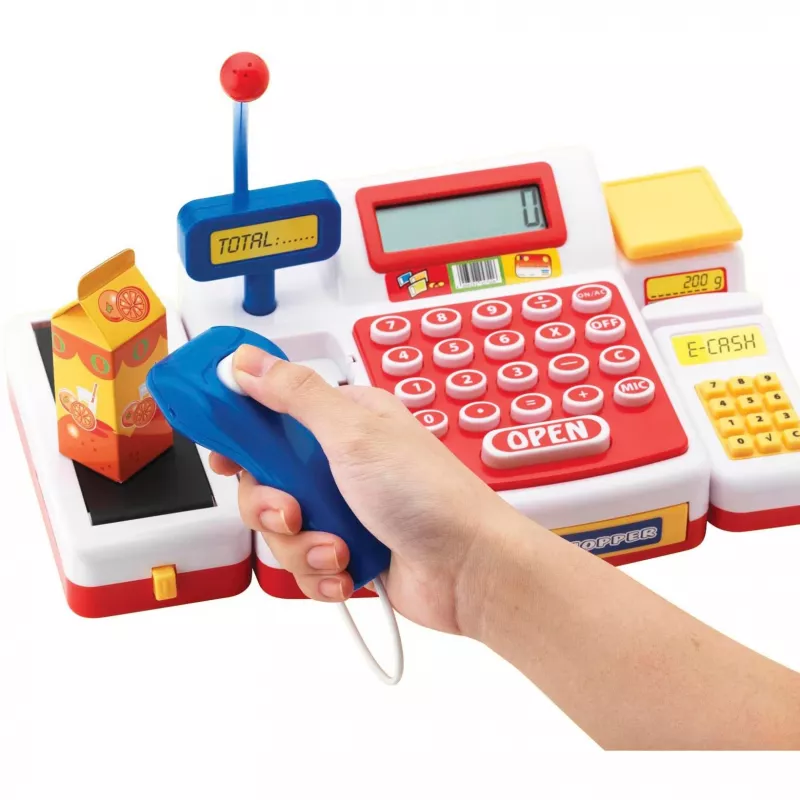 Playset Simba‑Dickie lielveikala kase ar skeneri modelis 104525700, rotaļlietu kases aparāta komplekts