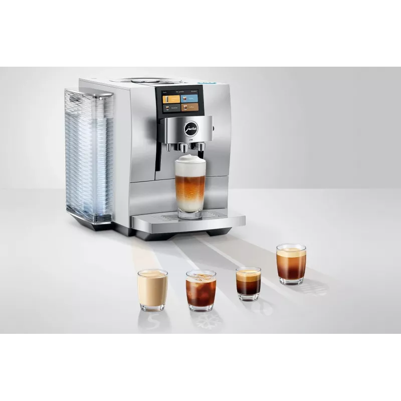 Pilnībā automātisks espresso automāts JURA Z10 (EB) — 2,4 L ūdens tvertne, iebūvēta dzirnaviņas, 1450 W, alumīnijs/balts