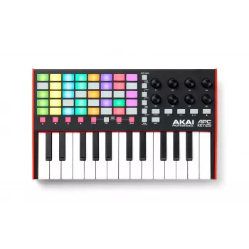 MIDI kontrolleris AKAI APC Key 25 MK2 — 25 ātrumjutīgi taustiņi, 40 spilventiņi, RGB apgaismojums, 8 enkoderi, USB barošana