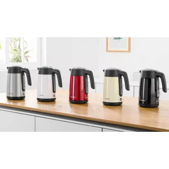 Elektriskā tējkanna Bosch TWK7L464 — 1,7 L tilpums, 2400 W, sarkana, plastmasas korpuss