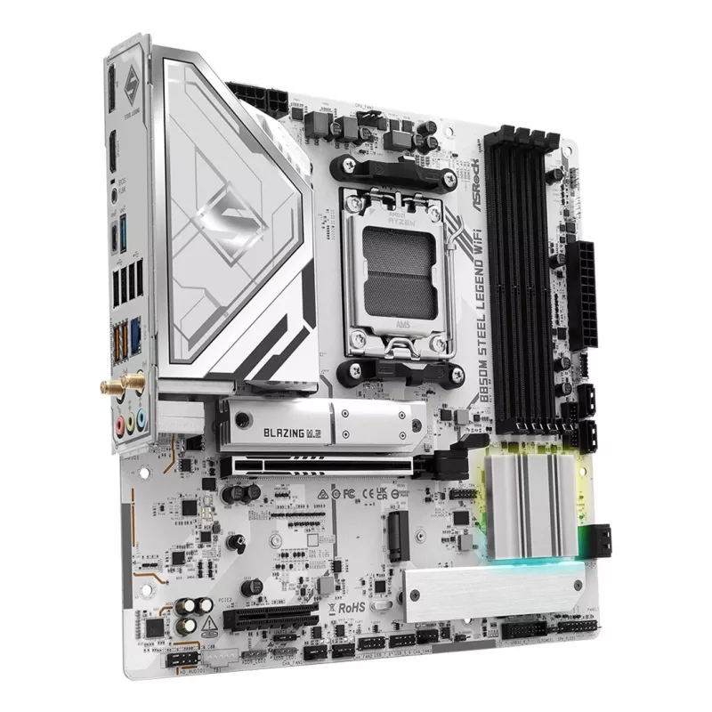 Mātesplate ASRock B850M Steel Legend WiFi — AMD B850, Socket AM5, microATX, DDR5, 4 DIMM, Wi‑Fi 7, 2.5Gb LAN