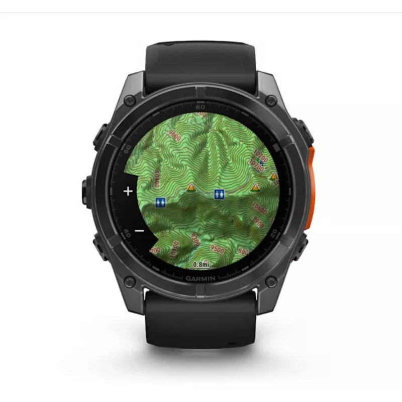Viedpulkstenis GARMIN Fenix 8 — 51 mm titāna korpuss, AMOLED 1,4 collas, GPS, 32 GB, 10 ATM, silikona siksniņa