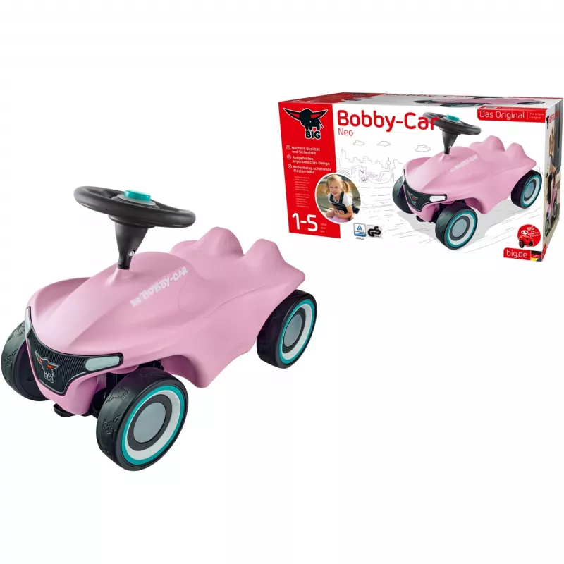 Braucamais rotaļu auto Simba‑Dickie BIG Bobby‑Car‑Neo Rosé, stumjamais braucamrīks bērniem (rozā)