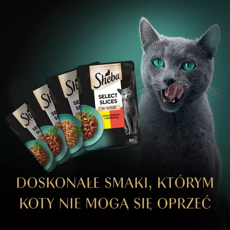 Mitrā kaķu barība Sheba Moist, paciņas 12×85 g (1020 g), vista & jērs, pieaugušiem kaķiem