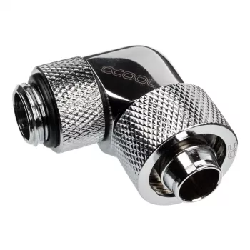 Alphacool Eiszapfen savienotājs 90 grādi G1/4 colla AG uz 16/10mm - rotējams, hromēts sudrabs
