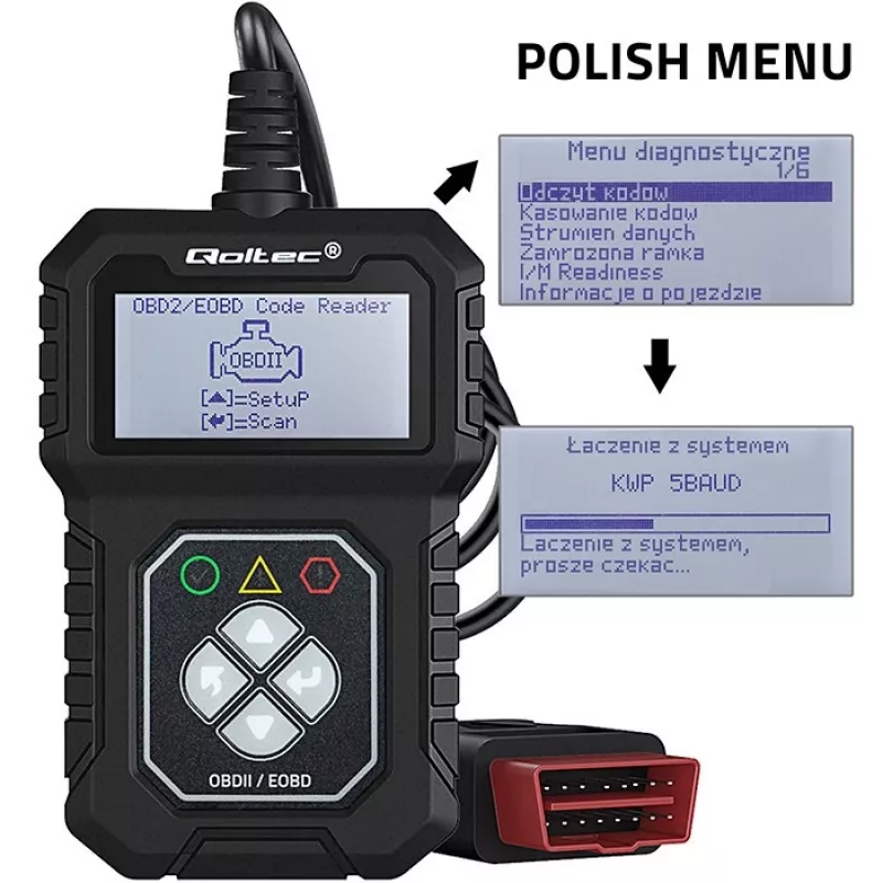 OBDII diagnostikas testeris QOLTEC ProLine (modelis 50684)