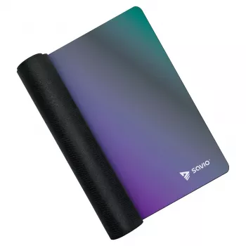 Spēļu peles paliktnis SAVIO Super Speed L Prism Edition — 700×300×3 mm, violets, sašūtas malas, neslīdoša pamatne