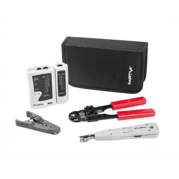 LANBERG tīkla instrumentu komplekts – testeris, noņēmējs, presēšanas knaibles NT-0301 – RJ-12 savienotāju atbalsts
