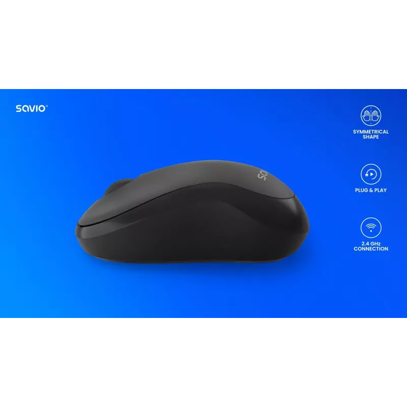 Bezvadu pele SAVIO MB-03, Bluetooth saskarne, 1000 DPI, AA baterija, 99×60×39 mm, 51 g, komplektā uztvērējs