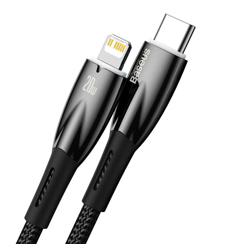 USB-C uz Lightning vads Baseus Glimmer 20W, 2 m — Ātra uzlāde un datu pārsūtīšana