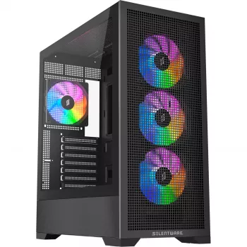 PC case Silentware Core 100 A-RGB Melns — model CORE100Melns, A-RGB lighting, mid-tower form factor