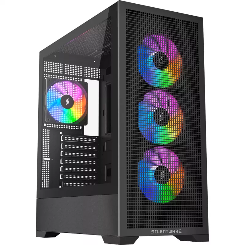 PC case Silentware Core 100 A-RGB Melns — model CORE100Melns, A-RGB lighting, mid-tower form factor