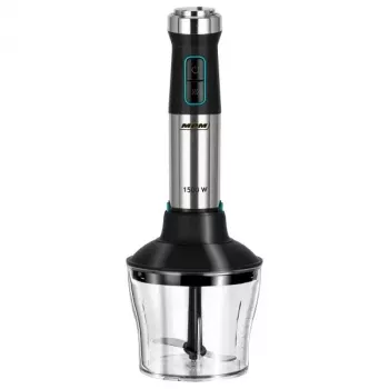 Rokas blenderis MPM MBL-42M — 1500 W, nerūsējošā tērauda korpuss, mainīgs ātrums, turbo, piederumi