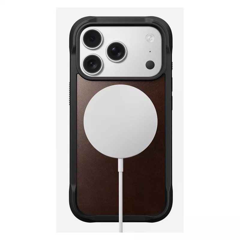 Mobilā tālruņa maciņš Nomad Rugged Leather vāciņš iPhone 17 Pro, 6,3 collas (16 cm), brūns, āda/TPU/alumīnijs