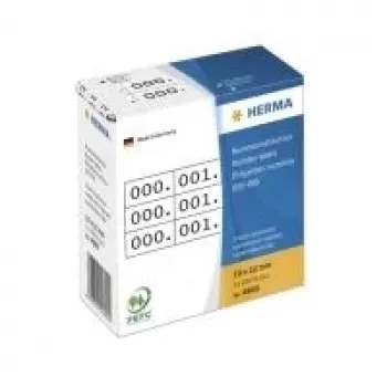 Numuru uzlīmes HERMA trīskārši numuri pašlīmējošas 10x22 mm balta/melna