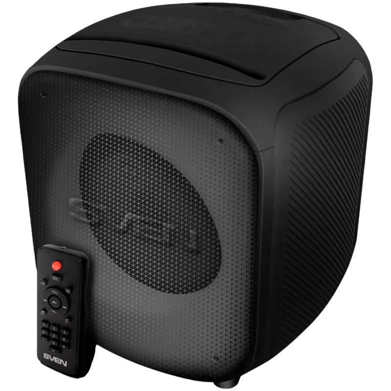 Skaļrunis SVEN PS-555, melns, jauda 65 W (RMS), TWS, Bluetooth, USB, microSD, tālvadības pults, litija baterija