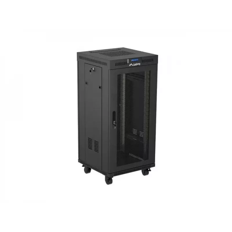 Rack cabinet LANBERG FF01-6624-23BL 24U freestanding 19 inch 600×600 mm IP20 Melns