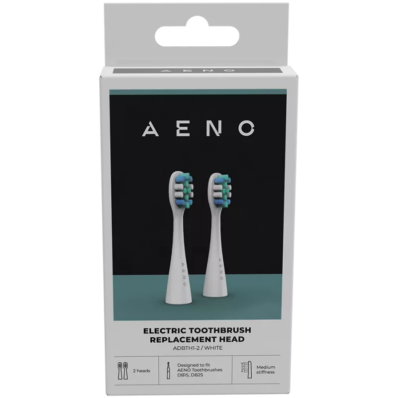 AENO nomaināmās zobu birstes galviņas, baltas, Dupont sari, 2 gab. komplektā (ADB0001S/ADB0002S)