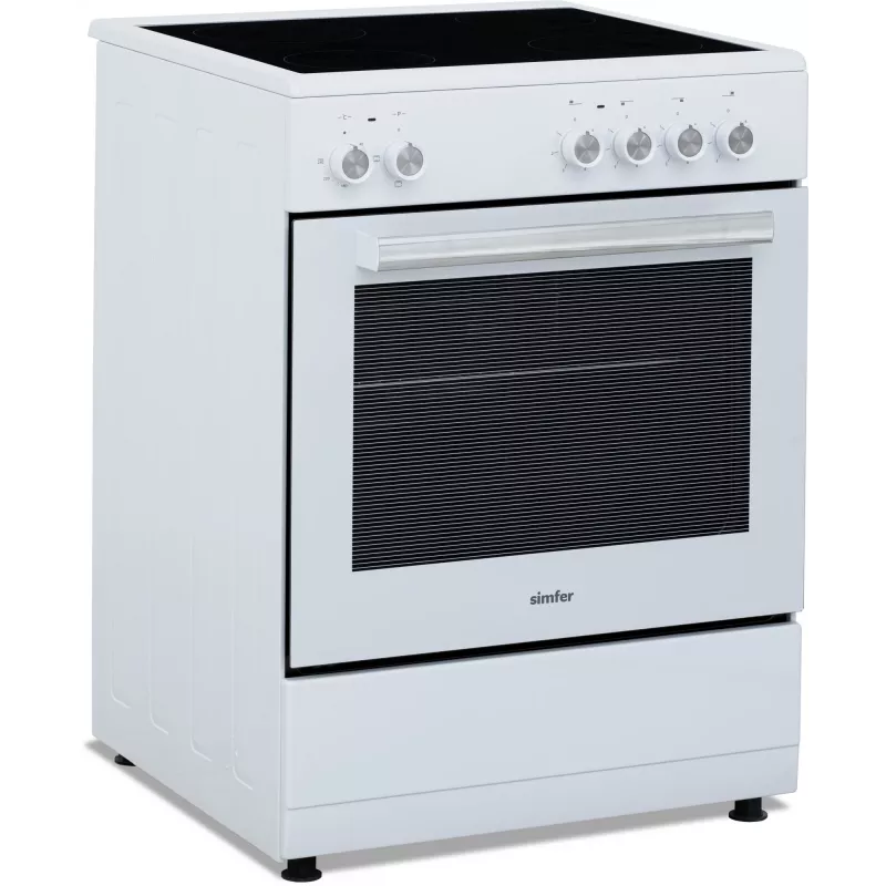 Simfer 6043SEDBB Brīvi stāvoša elektriskā plīts, 62 L, Balta