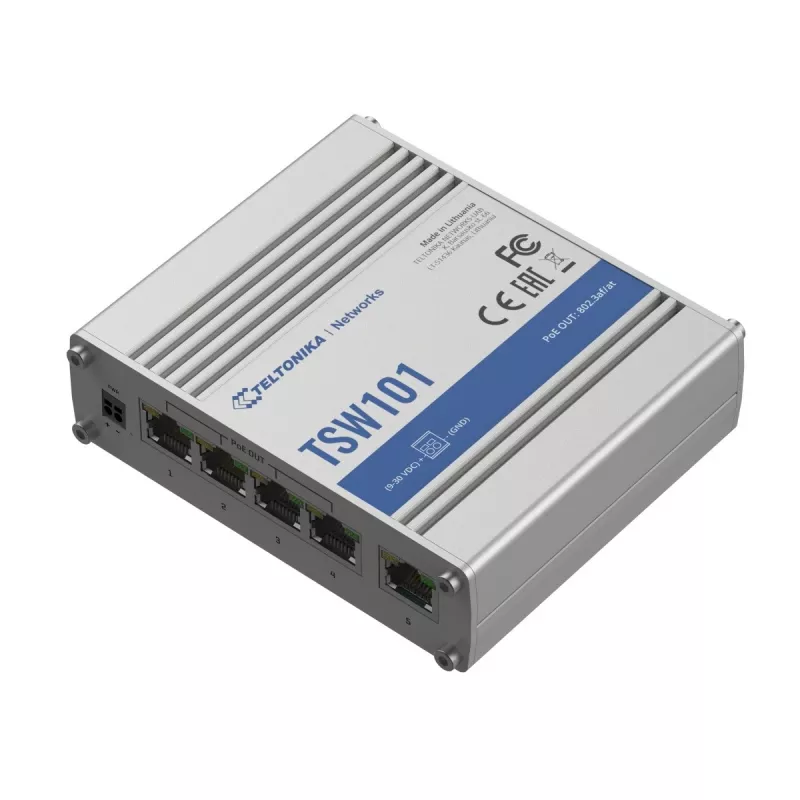 Teltonika TSW101 Slēdzis 5xGbE Ethernet 4xPoE+