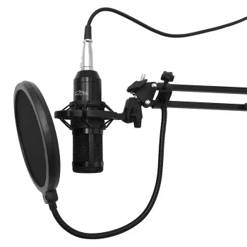 Vadu datora mikrofons MEDIA-TECH MT397K ar XLR ieeju, galda statīvs, 2,4 m kabelis, 20–20000 Hz, -32 dB jutība