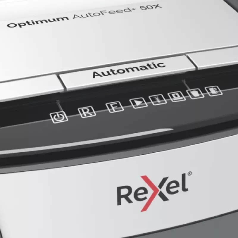 Rexel Optimum AutoFeed+ 50X automātiskais šķērsgriezuma papīra smalcinātājs P4
