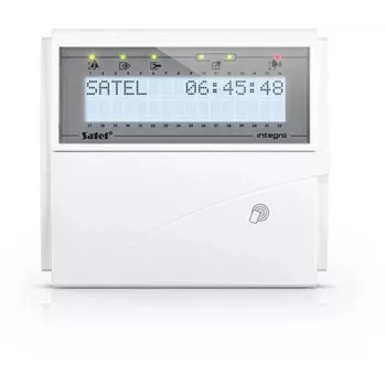 SATEL LCD tastatūra (balts fona apgaismojums, 125 kHz tuvuma karšu lasītājs) INT-KLCDR-W