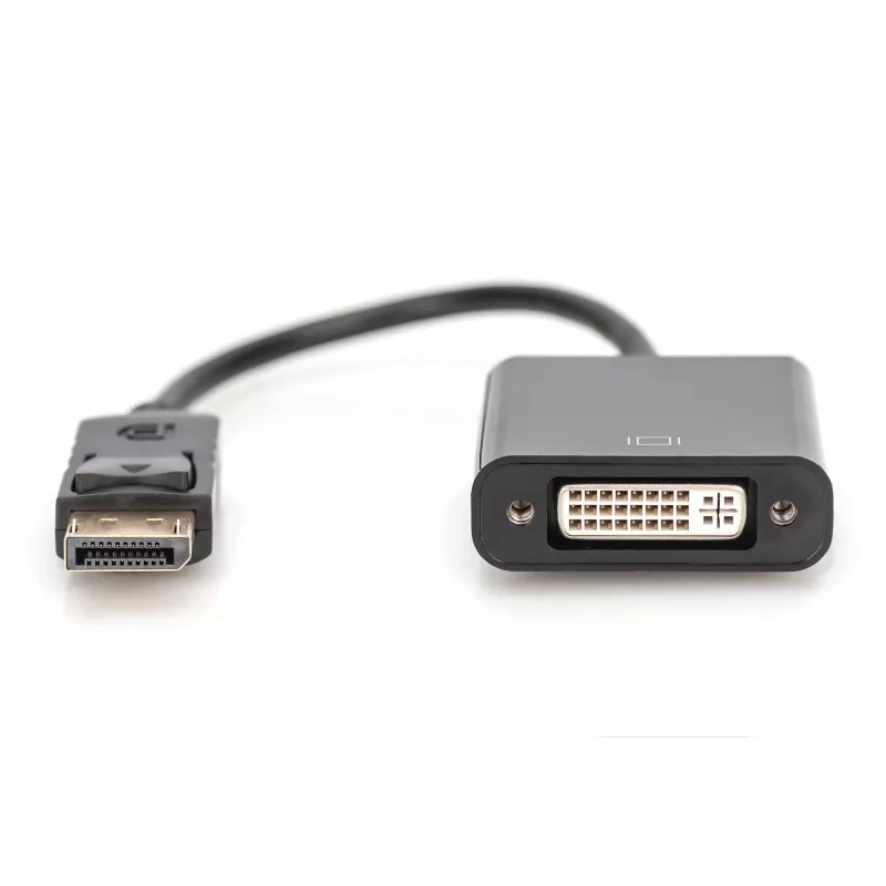 Assmann DisplayPort adaptera kabelis. DP - DVI (24+5) Tēviņš/Mātīte. 0,15 m ar bloķēšanu. Saderīgs ar DP 1.1. UL. Melns, bez ekranējuma. 32AWG (AK-340409-001-S)