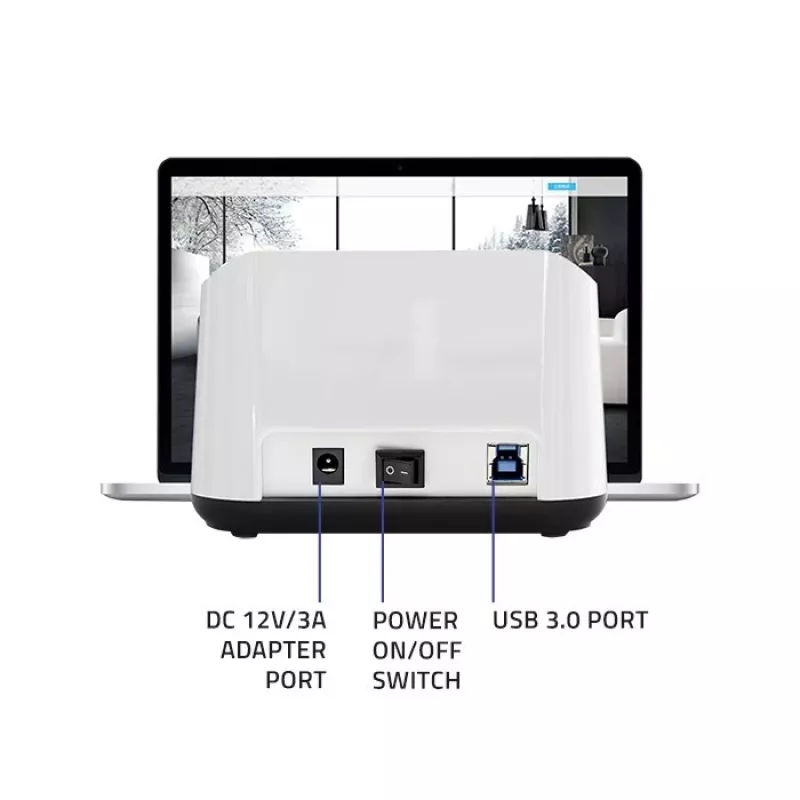 Qoltec 50309 HDD SSD 2.5 3.5 dokstacija | SATA III | USB 3.0 | Super ātrums 5Gb/s | ar klonēšanas funkciju