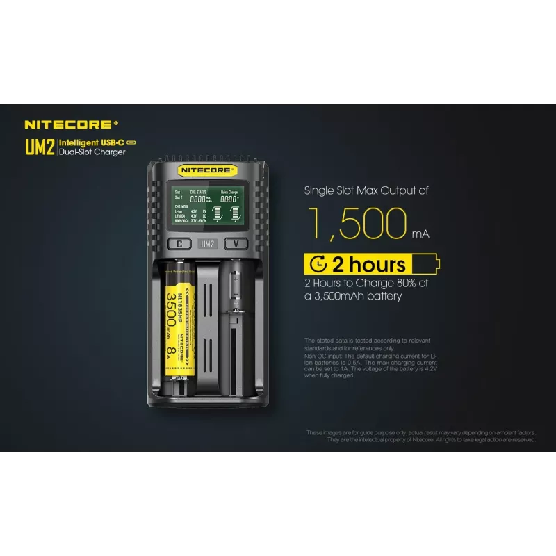 Nitecore UM2 bateriju lādētājs Mājsaimniecības baterijas DC Litija jonu Niķeļa-kadmija