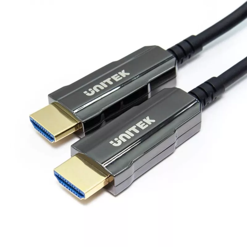 HDMI optiskais kabelis Unitek C11092ASL01 4K 60Hz (HDMI 2.0, 20 m, vīr.–vīr., melns)