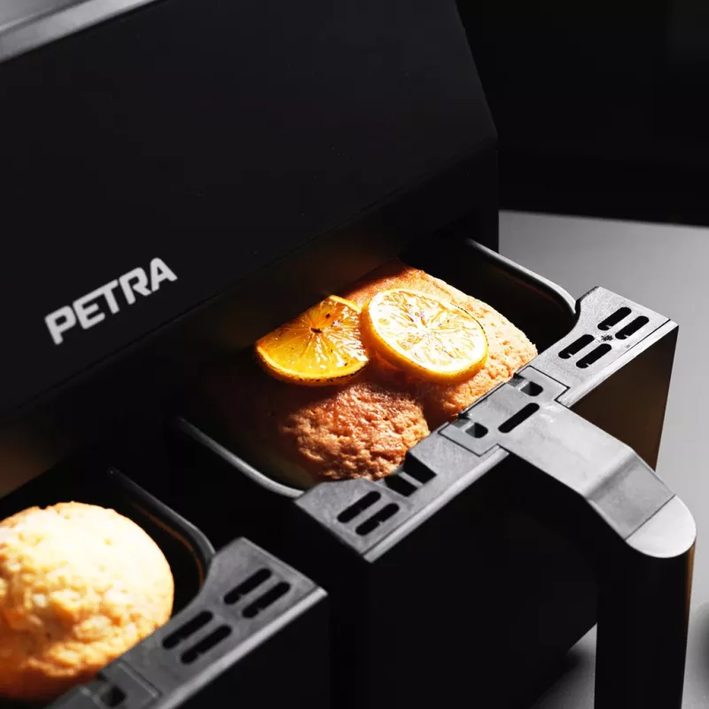 Gaisa fritieris Petra PT4750BLKVDEEU7, divu nodalījumu, 3,7 l tilpums, melns