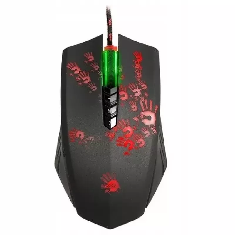 Spēļu pele A4Tech BLOODY A60 — optiska, piemērota abām rokām, 6200 DPI, USB Type-A, 8 pogas, melna