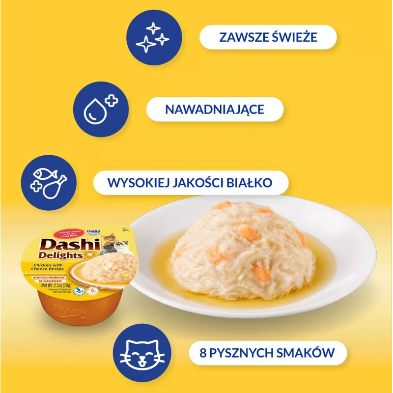 INABA Dashi Delights vistas gaļa ar sieru buljonā - kaķu kārumi - 70g