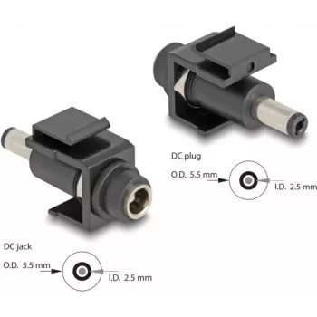 DeLOCK Keystone modulis DC 5,5 × 2,5 mm sievišķais uz vīrišķo melns