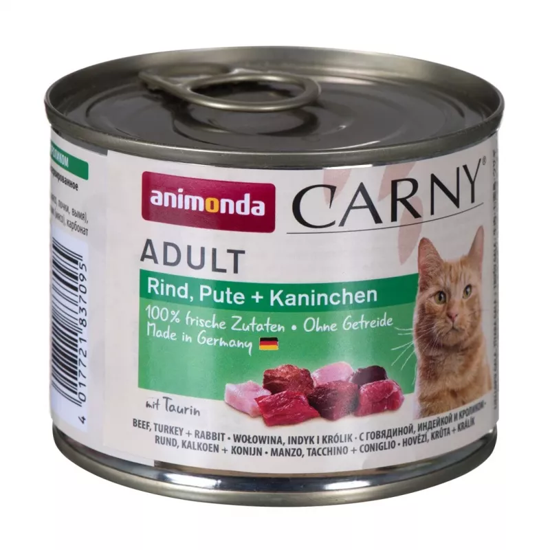 ANIMONDA Carny Adult liellopa, tītara un truša gaļa - mitrā kaķu barība - 200g