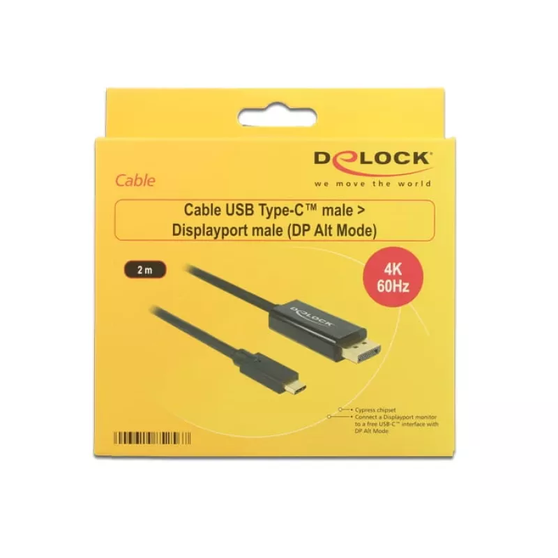 DeLOCK 85256 video kabeļa adapteris 2 m USB Type-C DisplayPort Melns
